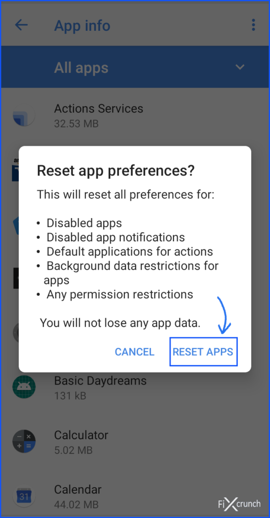 Reset Apps