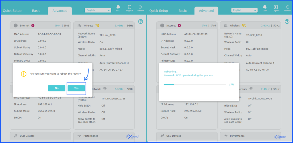 Higher Version Router Reboot 2