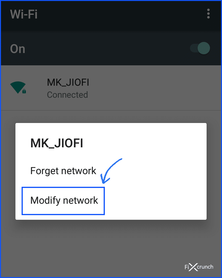 modify network on wifi