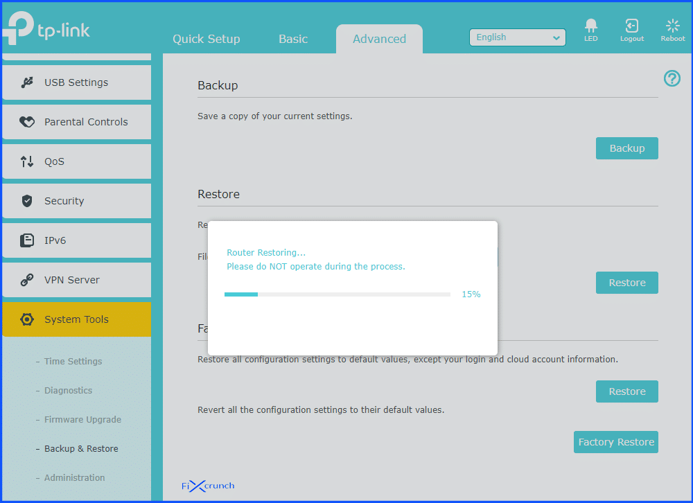 reset on router 2