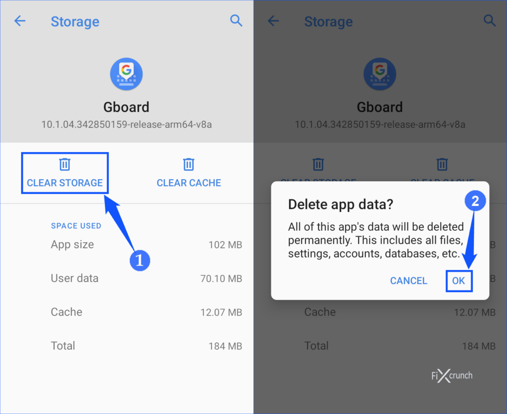 Clear Storage & Clear Cache