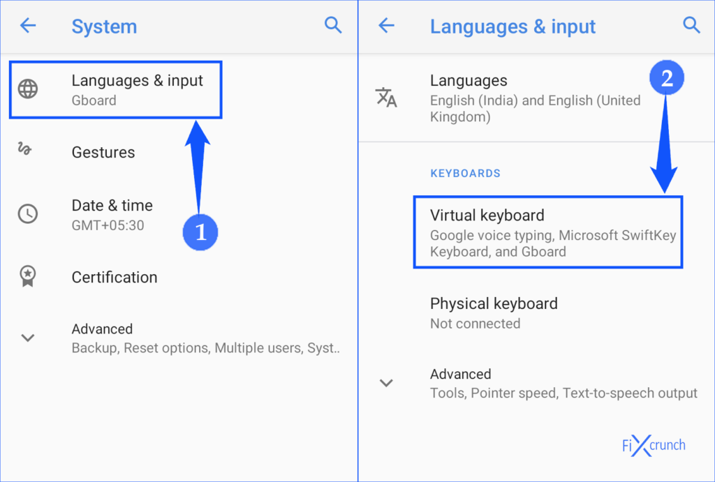 Languages & input