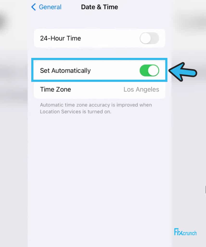 Set Automatically iPhone date and time