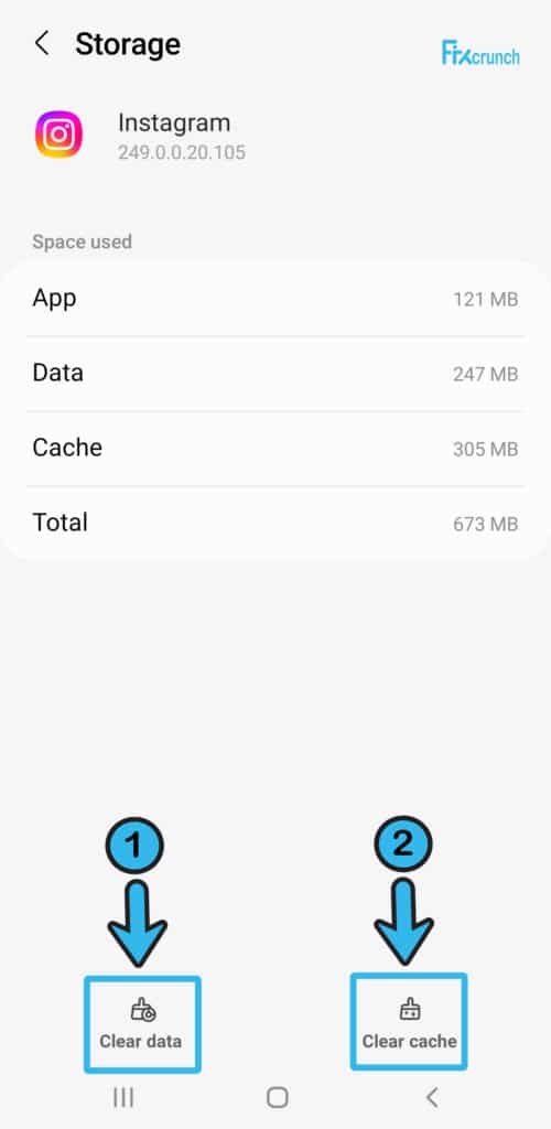 Clear Instagram cache & data