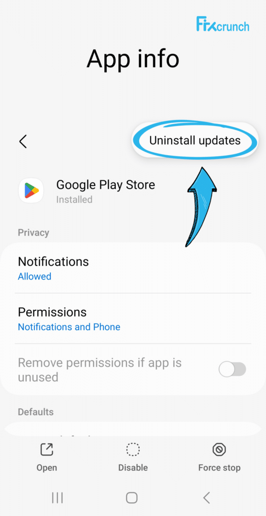 Uninstall Play store Updates